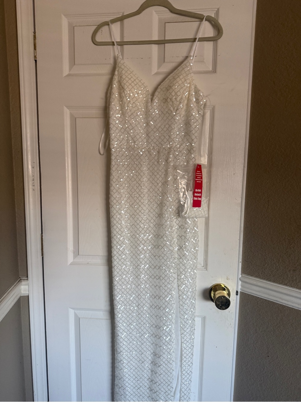 White Sequin Grid Maxi Skirt